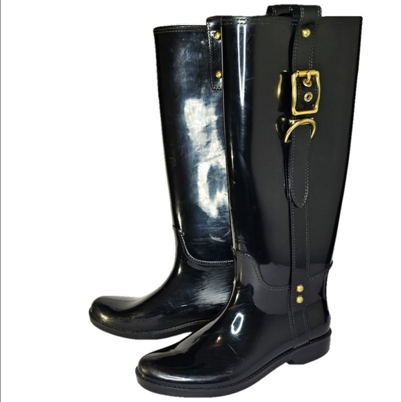 Coach Tasha Riding Style Tall Rain Boots, Women's size 8 - Picture 2 of 8